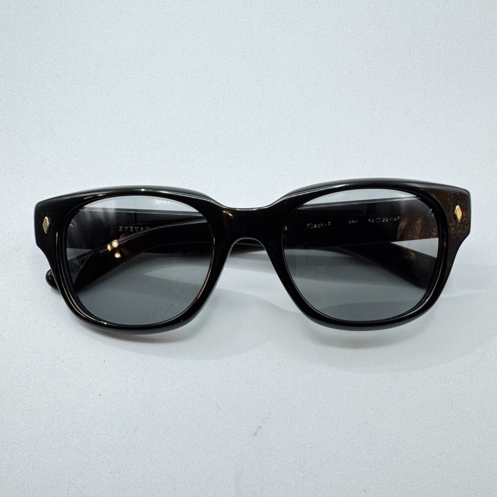 Eyevan Sunglasses Flash-E PBK-GRY Black Square Frame Gray Lens 54-22-145 New